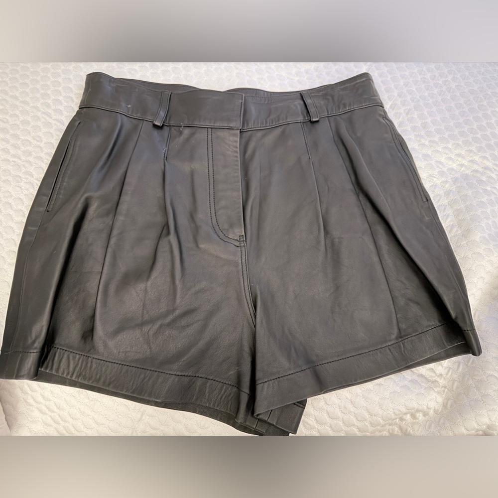 Frame Denim High Waist Black Leather Shorts